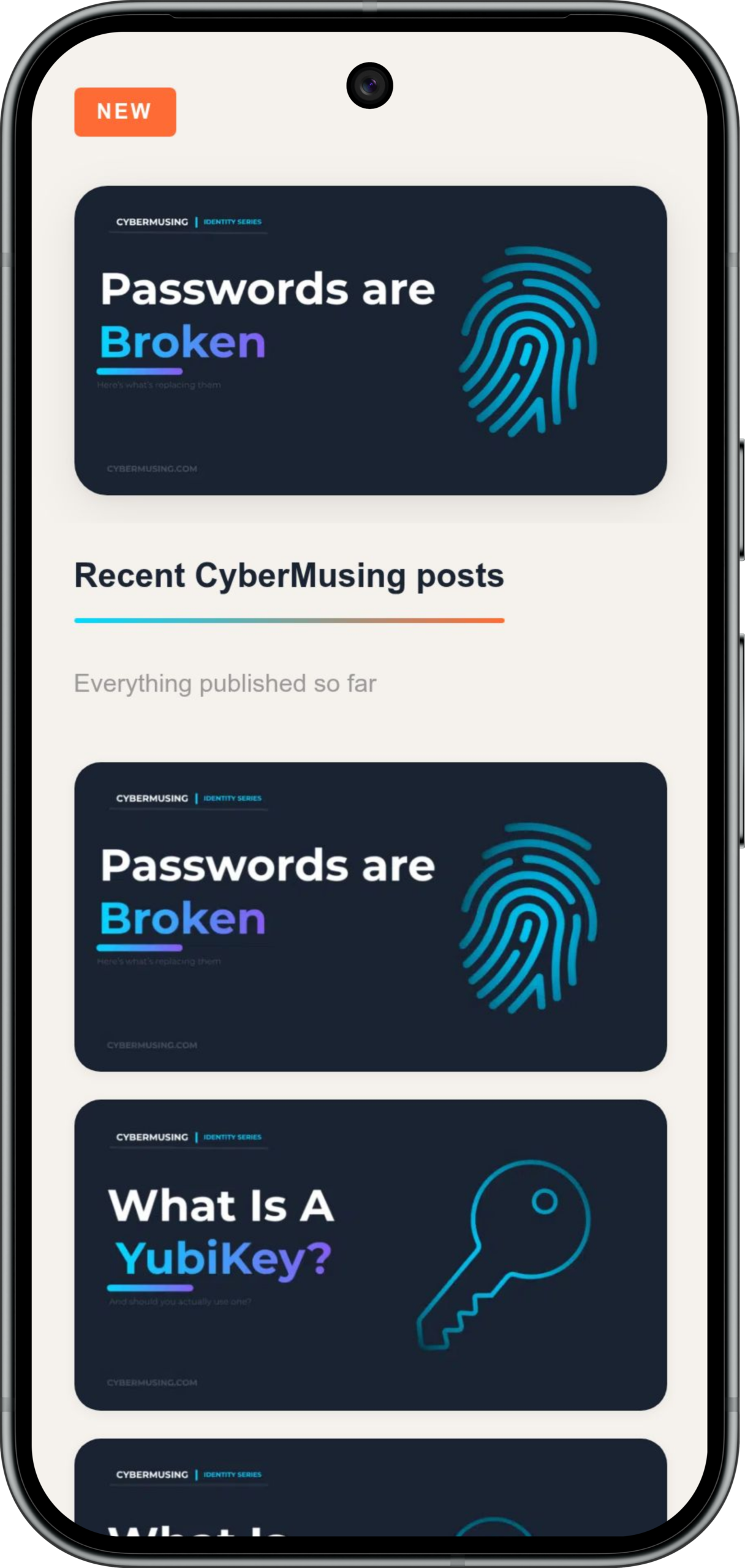 CyberMusing blog on mobile